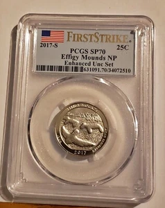 2017 S Clad Effigy Mounds Enhanced Uncirculated SP70 First Strike - Picture 1 of 2