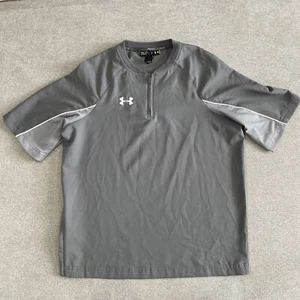 Under Armour Boys Youth XL Gray 1/4 Zip Baseball Batting Practice Jacket - Picture 1 of 11