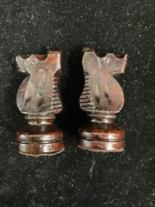 2 REPLACEMENT KNIGHTS CHESS PIECES, SOLID WOOD, WEIGHTED 1 7/8" TALL X 7/8" BASE - Picture 1 of 3