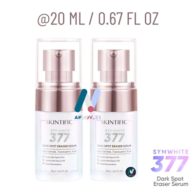 SKINTIFIC SymWhite 377 Dark Spot Eraser Acne Scars PIH PIE Redness Serum 2X 20ml - Image 1 of 4