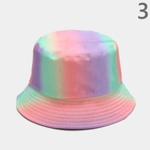 Bucket Sun Hats Fishing Caps Wide Brim Tie Dye Gradient Foldable Reversible - Picture 1 of 12