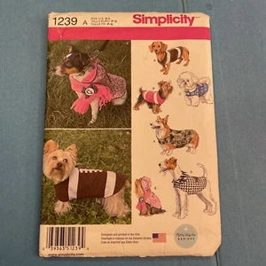 Dog Coats sewing pattern UC FF football Size S M L Coat Simplicity 1239 clothing - Picture 1 of 7