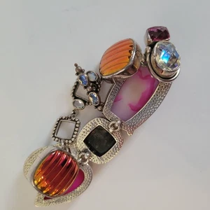 Handcrafted AKR Amy Kahn Russell Sterling Silver Multicolor Gemstone Bracelet - Picture 1 of 8