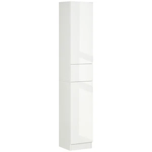 Kleankin High-Gloss Tall Bathroom Cabinet with Adjustable Shelves White - Picture 1 of 9