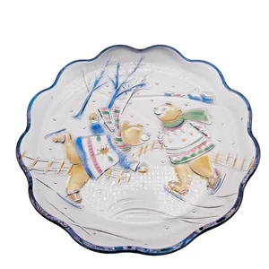 Vintage Mikasa Weihnachten Servierplatte Eislaufen Bären 14" Winter Dekor - Bild 1 von 17
