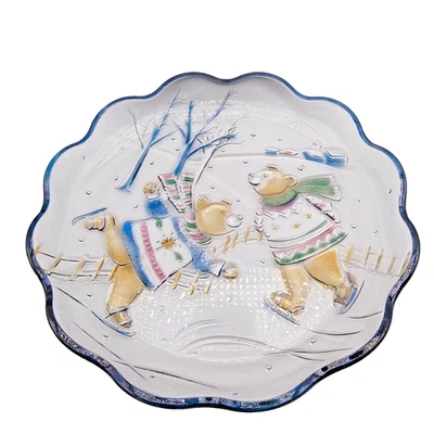 Plato para servir Navidad vintage Mikasa osos patinaje sobre hielo 14" decoración de invierno Foto 1 de 4