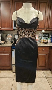 đŸ’¥STUNNING MANDALAY Y2K Evening COCKTAIL DRESS Embellished Beaded BLACK #BU Sz 8 - Picture 1 of 18