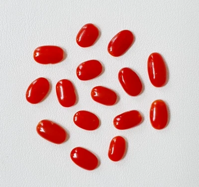 Precioso !! 100% cabujón pulido de forma ovalada de coral "rojo" japonés... - Imagen 1 de 4