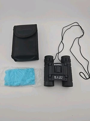 Bushnell Compact 8x21 Folding Binoculars 13-2514 Lightweight Travel Concert Case - Image 1 of 4