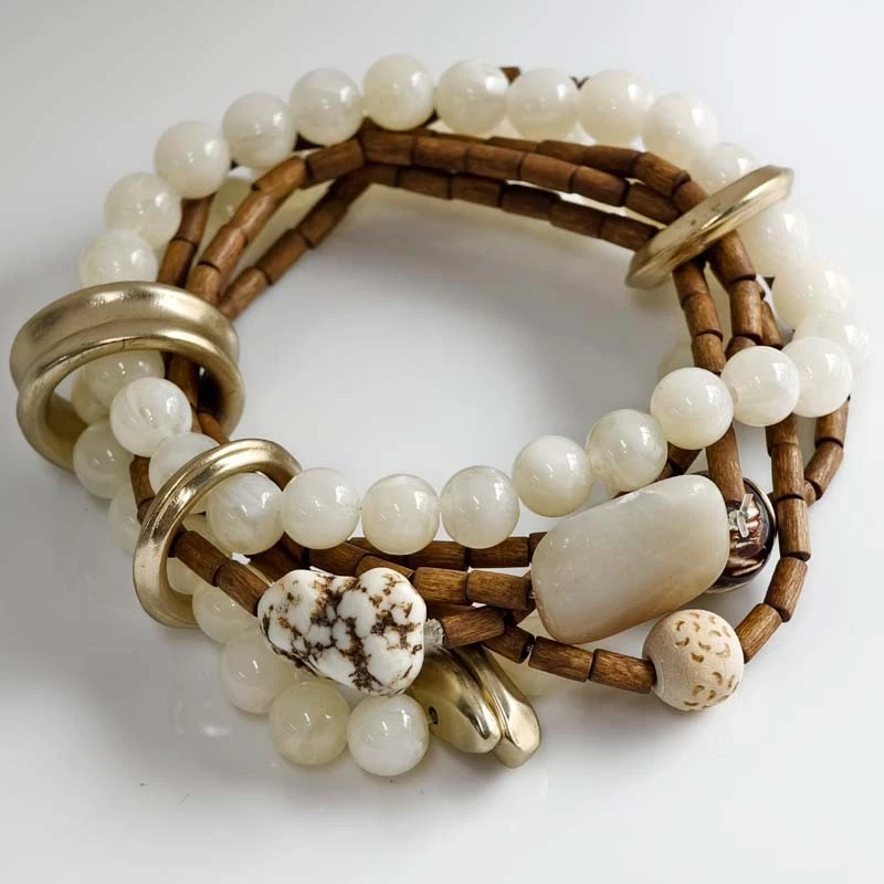 Pulsera elástica Chicos Boho cuentas hebras chic mujer fiesta vacaciones joyería Foto 1 de 4