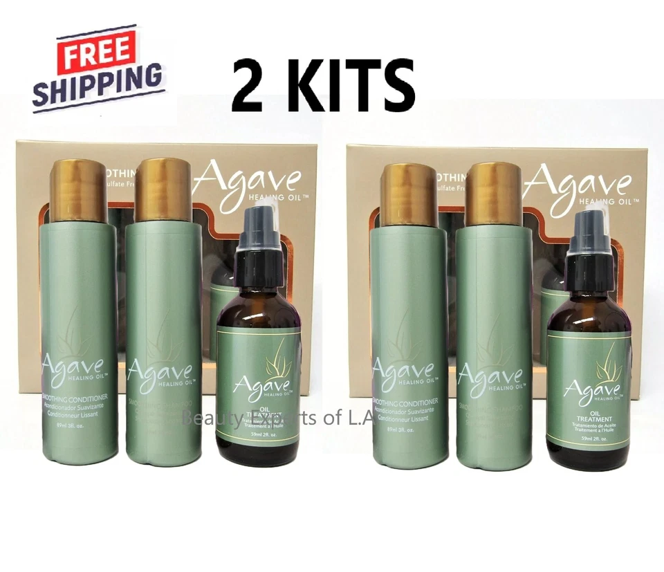 Agave Smoothing Trio Shampoo &cinditioner 4oz Healing Oil 2oz