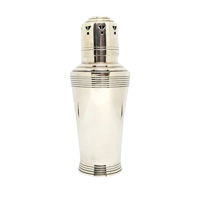 Mappin & Webb Keith Murray Art Deco Plato de Plata Muffineer, Agitador de Azúcar Foto 1 de 4