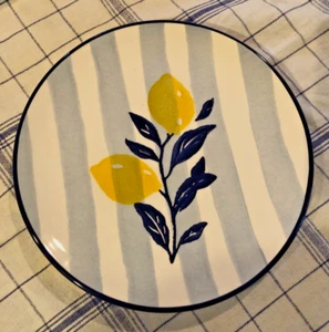 S/4 Papart LEMONS Blue & Yellow 7 3/4" Salad or Dessert Plates -- NWT - Picture 1 of 4