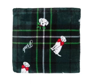 Victoria’s Secret PINK Green Plush Fleece Blanket Dog Logo Christmas BRAND NEW - Picture 1 of 5