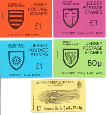 Jersey Postage Stamps 5 stamp booklets with Mint stamps Free UK P/P - Image 1 of 2