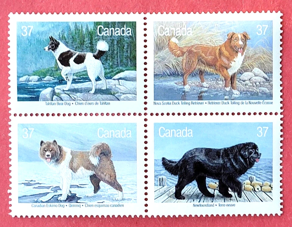 Canada Stamp #1220a (1217-1220) "Dogs of Canada" se-tenant BLK4 MNH 1988 - Image 1 of 1