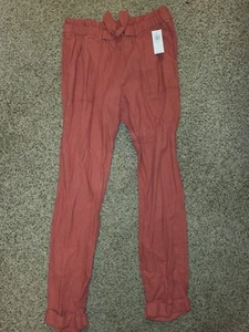 NWT Old Navy Ruffled-Waist Linen-Blend Utility Pants Girls 14-16 XL cuffed - Picture 1 of 3
