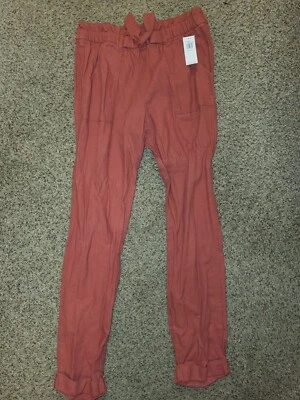 NWT Old Navy Ruffled-Waist Linen-Blend Utility Pants Girls 14-16 XL cuffed - Image 1 of 3
