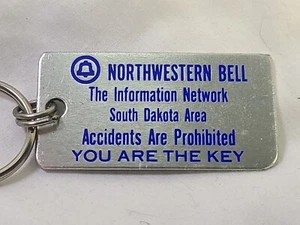 Northwestern Bell Keychain Silver Tone 'The Information Network SD Area' Vtg 2" - Picture 1 of 5