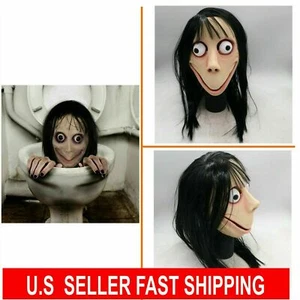 Halloween Creepy Scary Momo Mask Face Latex Masks Horror Costume Party Props USA - Picture 1 of 11