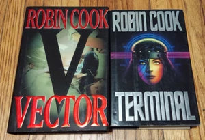 2 ROBIN COOK MEDICAL Thriller Mystery Hardcover HB HCDJ Books VECTOR + TERMINAL - Picture 1 of 2