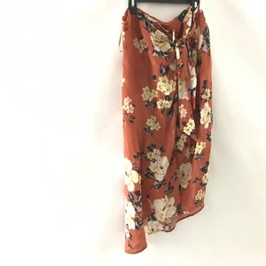 Falda Yumi Kim Live it Up talla M asimétrica naranja floral mezcla de seda para mujer  - Imagen 1 de 6