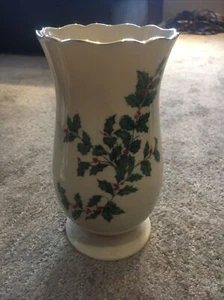 LENOX URLAUBSVASE WEIHNACHTEN HOLLY BEERE 8" HOHE GOLDVERKLEIDUNG - Bild 1 von 4
