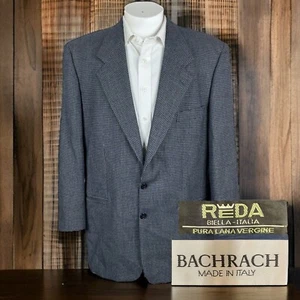 Bachrach Sport Coat Mens 44L Blue Gray Textured Reda Wool Italy Made - Picture 1 of 10