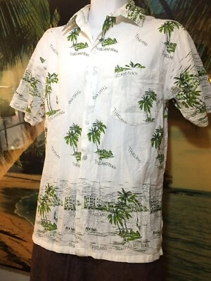 Camisa de Colección Aloha Estilo Hawaiano Estampado TAILANDIA Años 70 L Tiki De Colección Foto 1 de 4