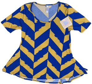 LuLaRoe Womens Shirt Perfect T Royal Blue Yellow Stripes Extra Small XS NWT - Imagen 1 de 3