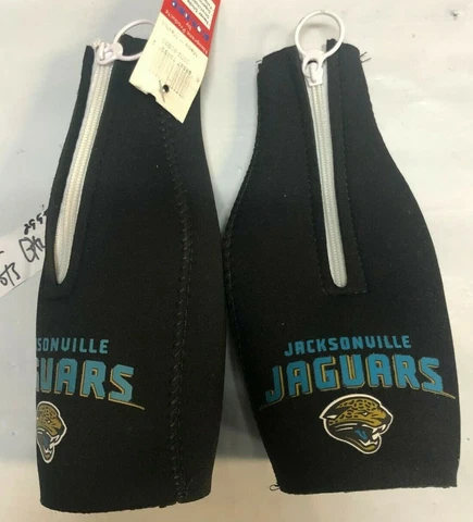 Jacksonville Jaguars NFL Kolder Bottle Cooler Neoprene Zip up Suit Set of 2 Cover