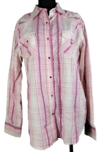 Western Shirt Snap Button Ransom Ranch Women's XXL Metallic Pink Rhinestones - Picture 1 of 13
