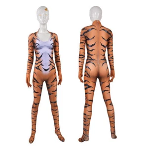 Mujeres Body Tigre Mono Rojo Negro Gato Disfraz Juegos con disfraces Halloween - Imagen 1 de 8