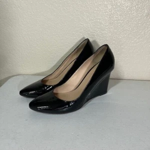 Aquatalia Wedge Heels Womens 9.5 Black Patent Leather Shoes - Picture 1 of 7