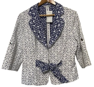 NWT Alberto Makali Cottagecore Eyelet Floral Convertible Sleeve Blazer Womens 16 - Image 1 of 4