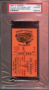 ⚾ 1969 Baseball Ticket Stub - Hank Aaron HR #532 & Jim Lefebvre HR #50 ⚾