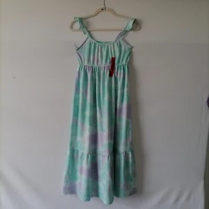 32 Degrees Cool Girls Sea Foam Blue Scoop Neck Tie Dye Summer Maxi Dress Size M - Picture 1 of 7