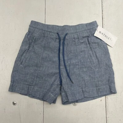 Pantalones Cortos de Lino Athleta Retreat Azul Para Mujer Talla 0 Nuevo Defecto Foto 1 de 4