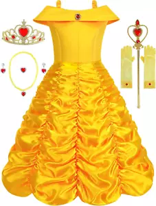 Belle Costume for Girls Belle Princess Dress up Clothes Birthday Outfit - Picture 1 of 12