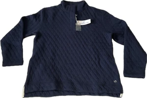 Southern Tide Long Sleeve Pullover Quilted Jacket Womens Size L Blue 1/4 Button - Picture 1 of 19