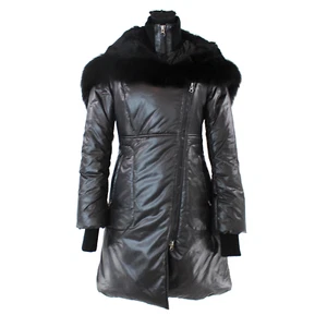 Mackage Adali Black Puffer Fox Fur Hooded Coat Small 2 in 1 Zip Puffer Jacket - Picture 1 of 9