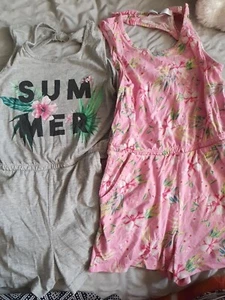 Girls 2 Pack Playsuits By Very Pink And Grey Floral Age 9 Years - Picture 1 of 6