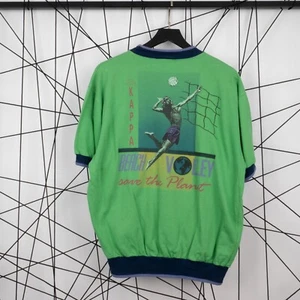Vintage 90s KAPPA BEACH VOLLEYBALL Men SAVE THE PLANET Gree Cotton Top T-Shirt L - Bild 1 von 13