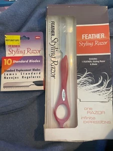 Feather Styling Razor Kit Black W/ 10 Replacement Blades New In Box - Picture 1 of 2