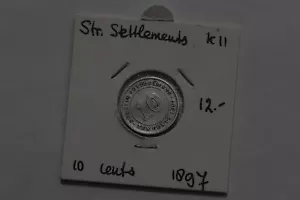 🧭 🇲🇾 ASENTAMIENTOS DEL ESTRECHO 10 CENTAVOS PLATA 1897 VICTORIA B66 #950 - Imagen 1 de 3