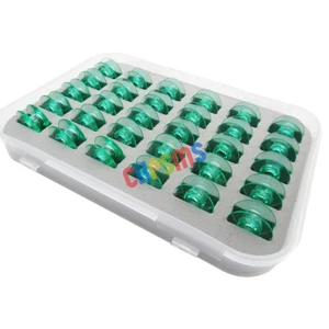 Caja de 30 PIEZAS #4125615-45 Bobinas VERDE Transparente aptas para Viking Husqvarna White Home - Imagen 1 de 3