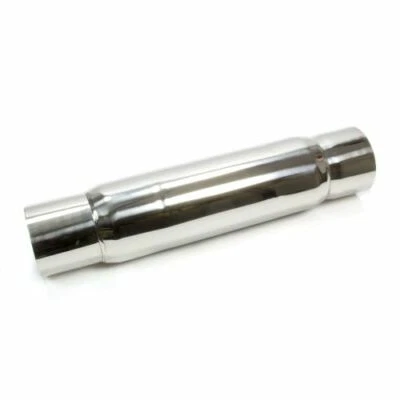 Moroso 94056 Muffler Spiral Flow 3-1/2in Center In/Out Stainless Polished - Image 1 of 3