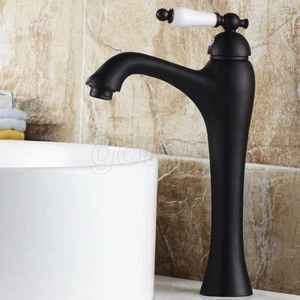Bronze Black Bathroom Sink Faucet Deck Mounted Single Handle Vessel Mixer Tap - Bild 1 von 5