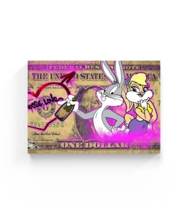 Leinwand Bild Bugs Bunny Graffiti Farbig Dekoration Wandbild Pop Art Poster - Bild 1 von 4