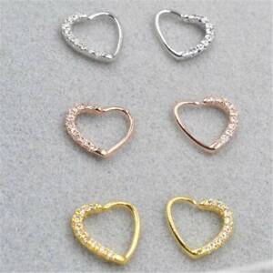 Cartilage Piercing Heart Helix Paved Heart Earring   Ring Tragus Heart